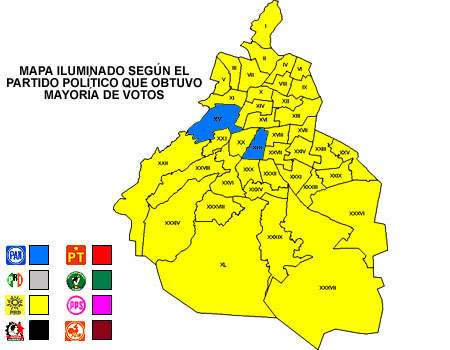 Mapa  Elecci�n  de Asamblea del D. F. por Mayor�a Relativa